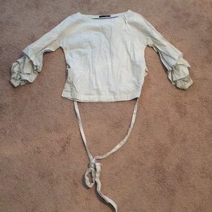 White/black polka dot blouse